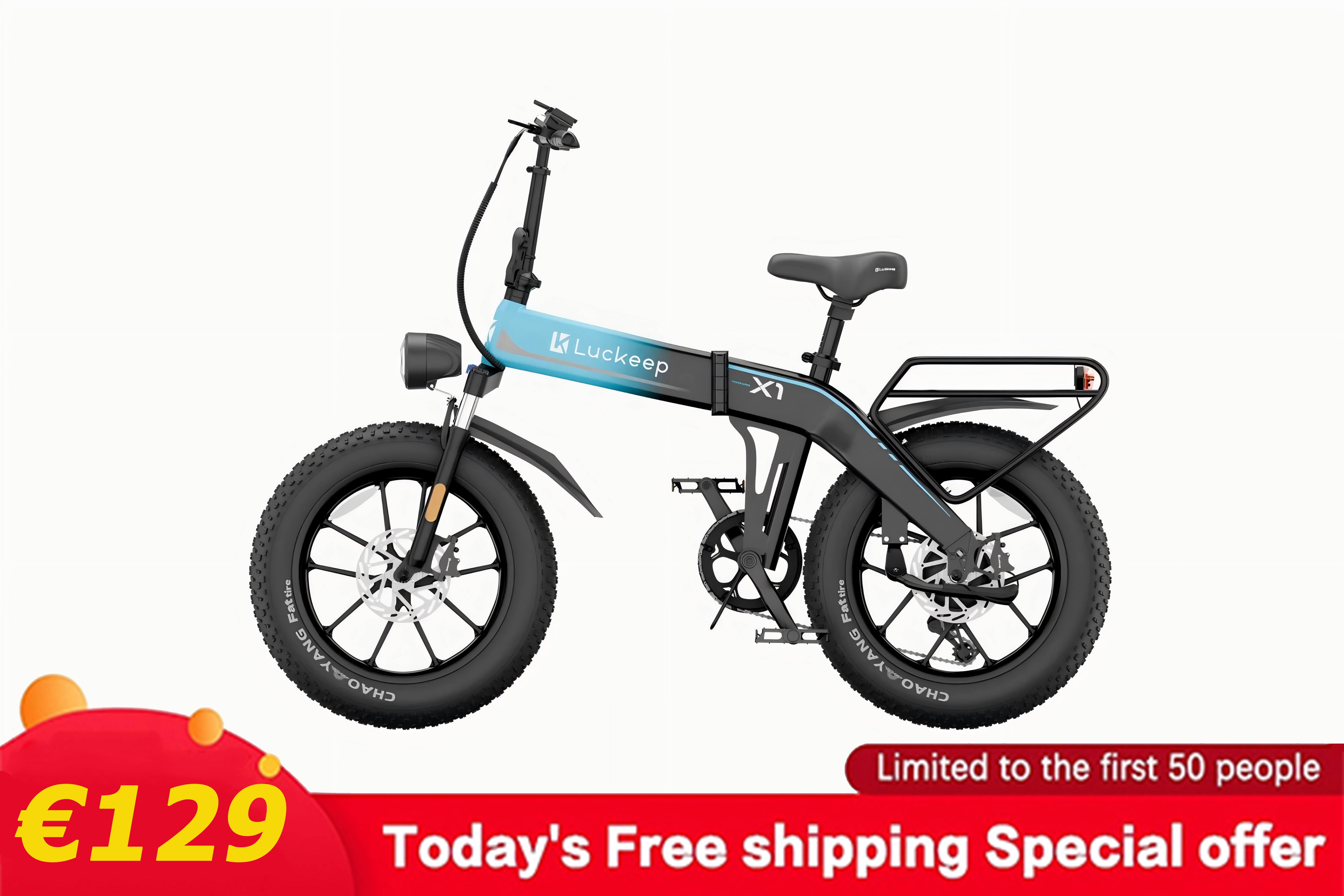 Luckeep X1 Folding eBike|48V15Ah Battery|Long Range|Off-Road|Compact & Foldable