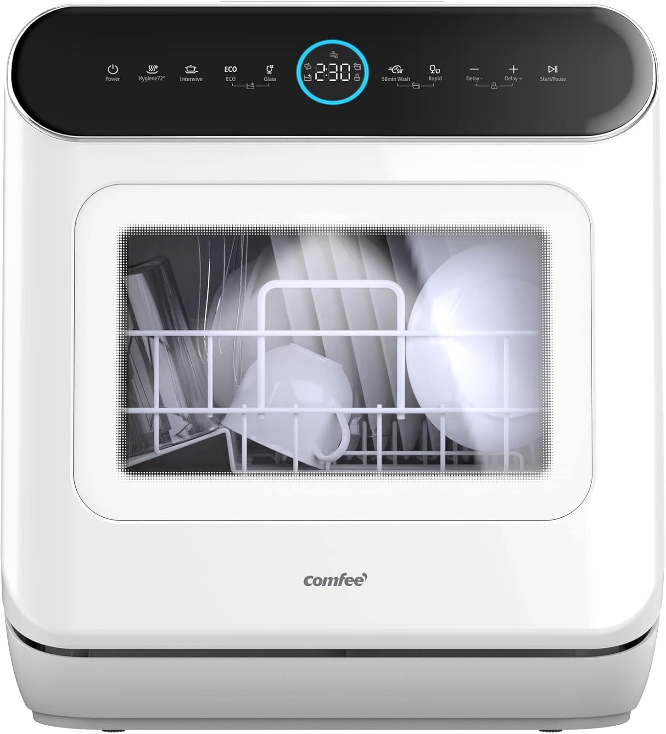 🔥 TikTok Mega Subsidy! COMFEE Mini Plus Dishwasher | Compact Table Top Dishwasher with 3 Place Settings, 7 Programmes, Touch Control, LED Display, Delay Start and Off-peak Wash Function🔥Hot Sale🔥