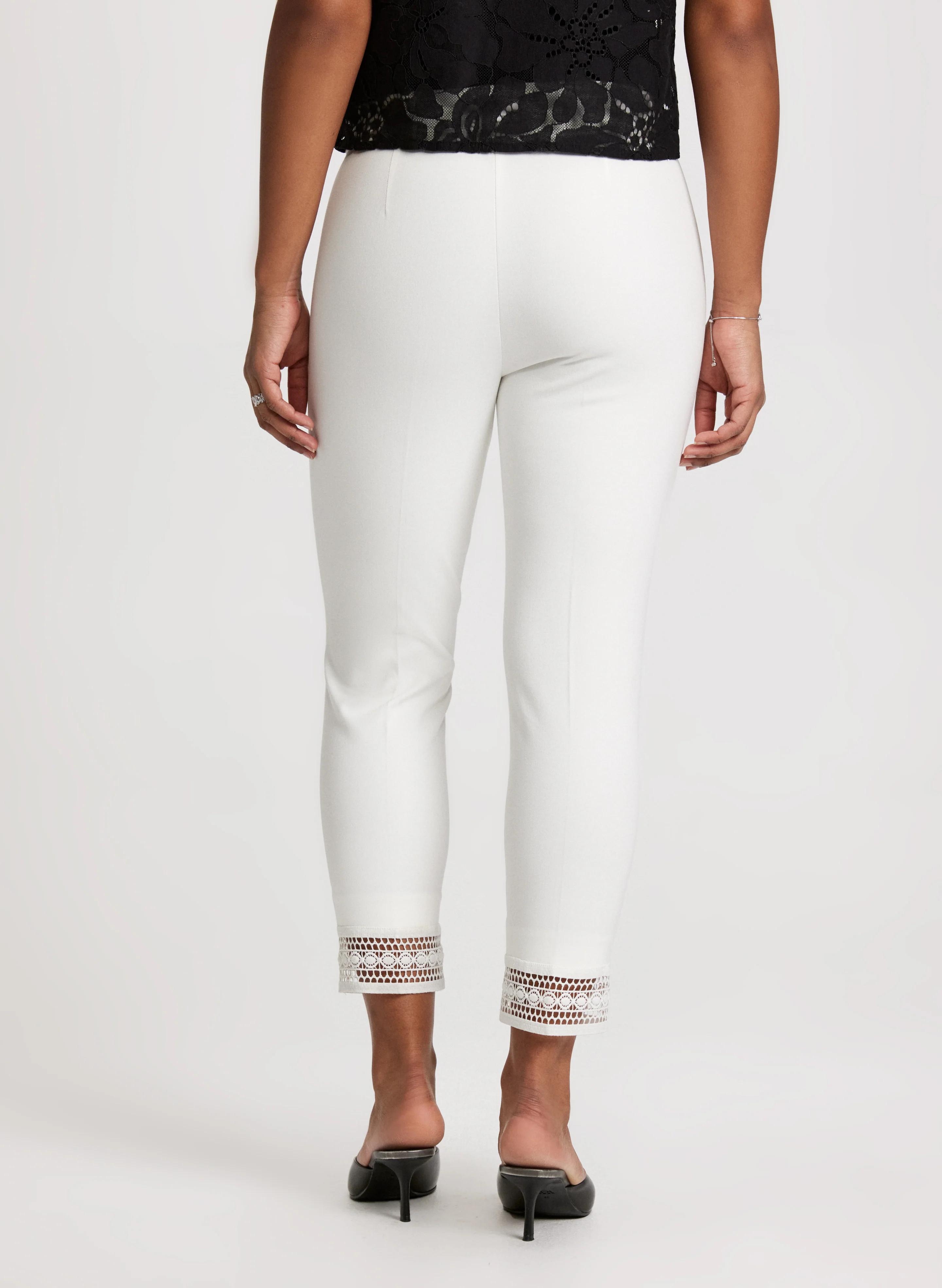 Lace Hem Pull-On Ankle Pants