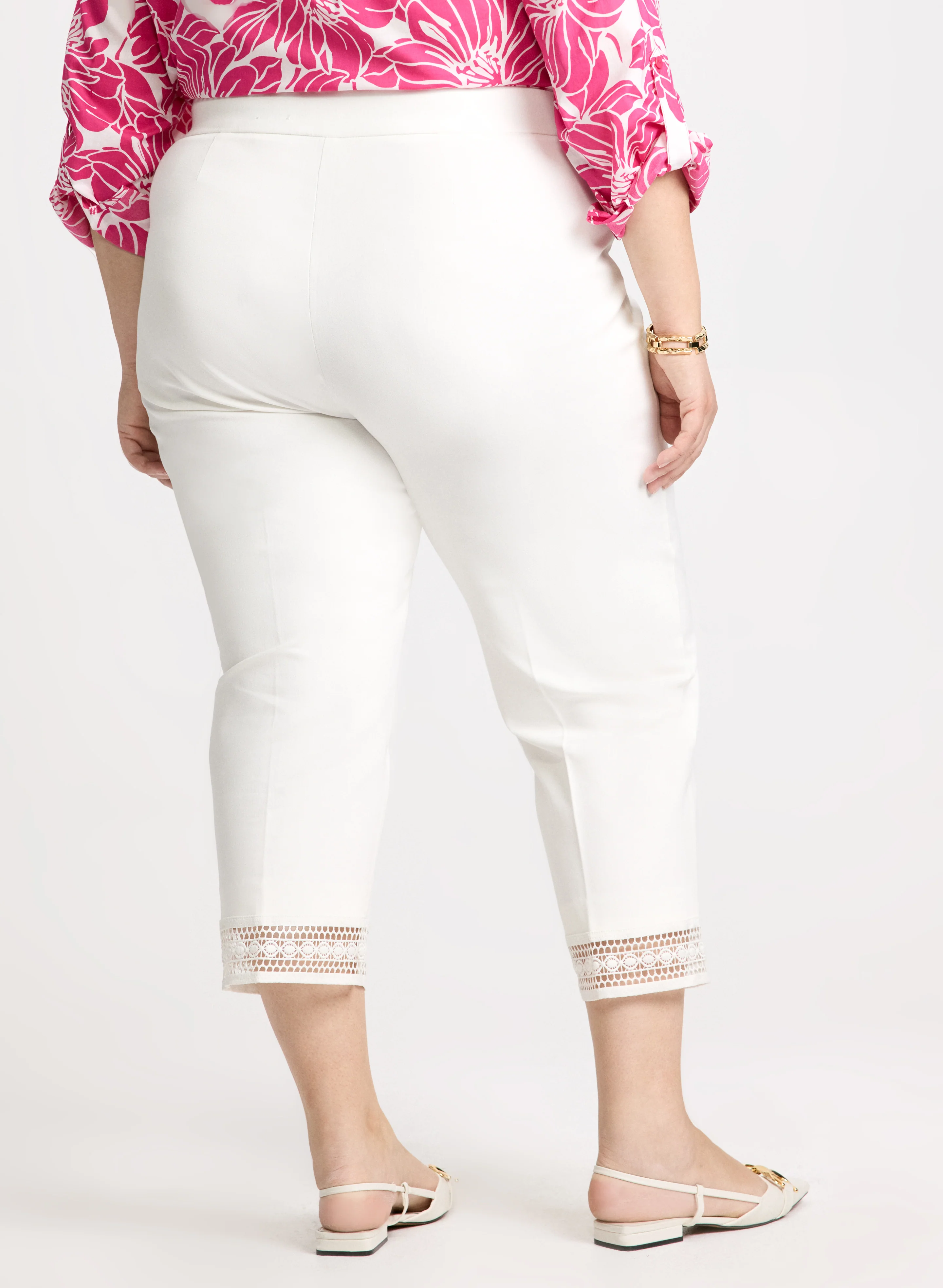 Lace Hem Pull-On Ankle Pants