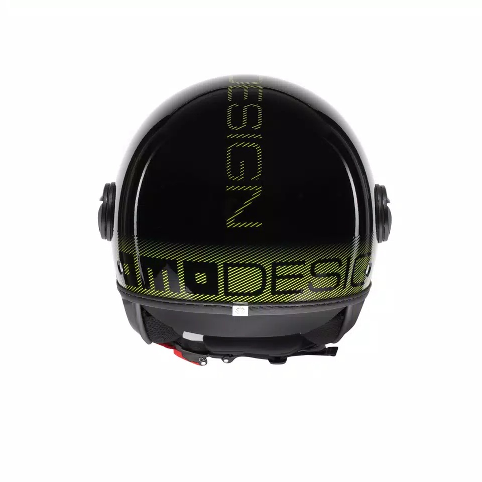 MOMODESIGN FGTR CLASSIC STRIPES BLACK / YELLOW FLUO - JET HELMET WITH VISOR E2206 - DAINESE