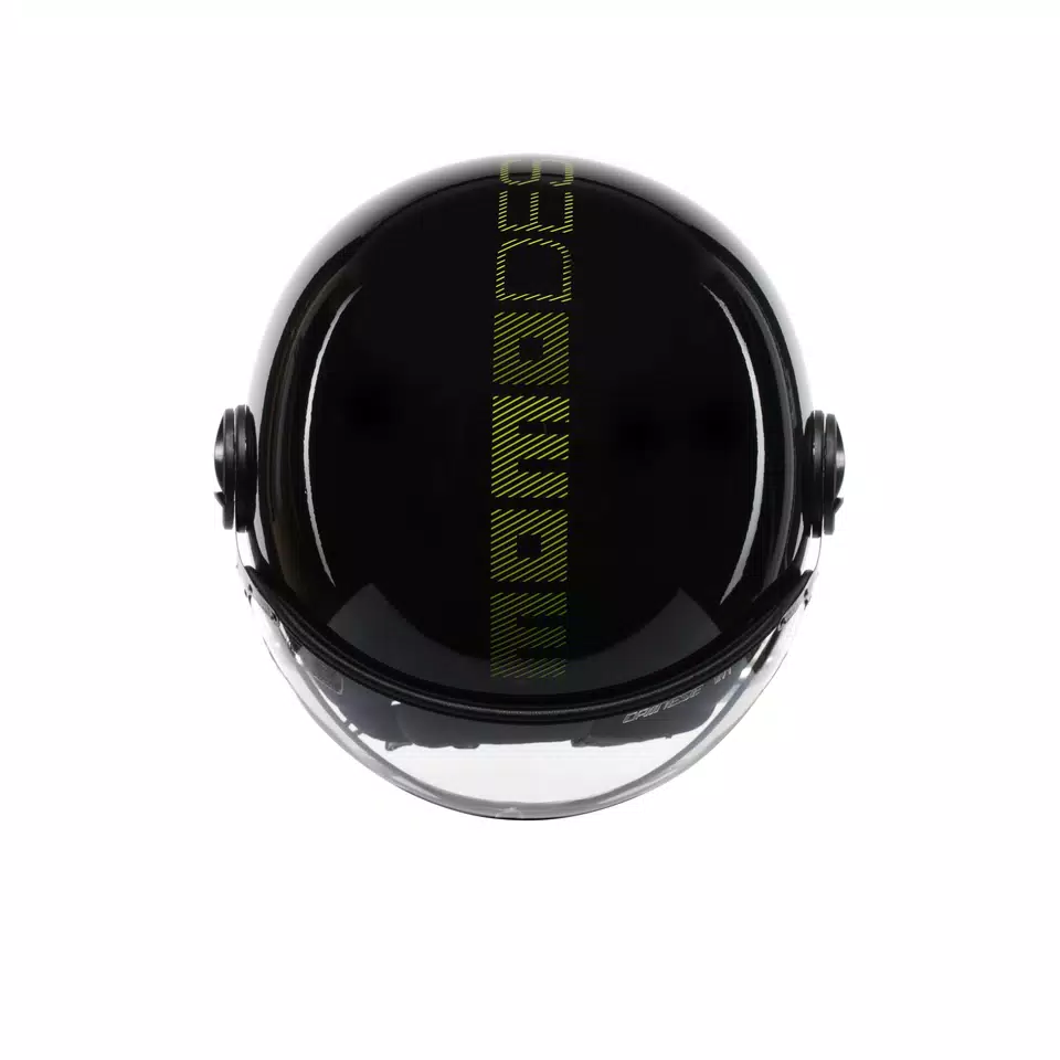 MOMODESIGN FGTR CLASSIC STRIPES BLACK / YELLOW FLUO - JET HELMET WITH VISOR E2206 - DAINESE