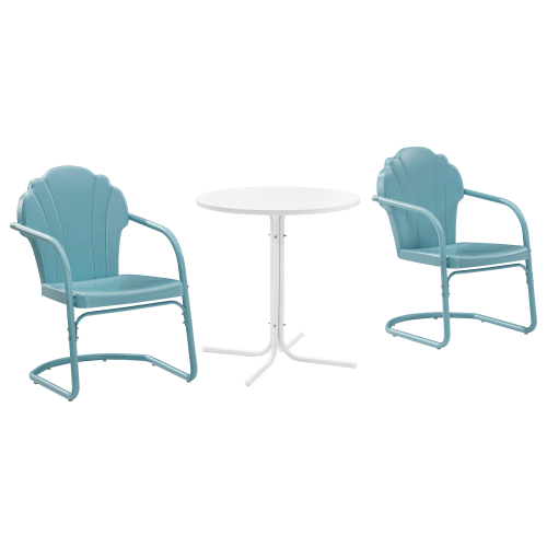 Crosley Tulip Outdoor Metal Armchairs and Table 3-Piece Set