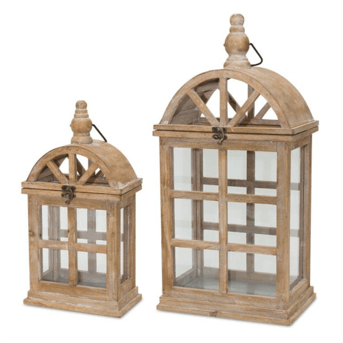 Melrose International Wood Lantern 2-Pack
