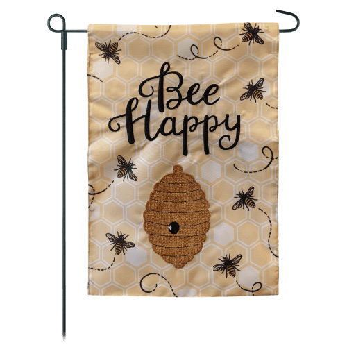 JEC Home Goods Bee Happy 2-Sided Burlap Garden Flag