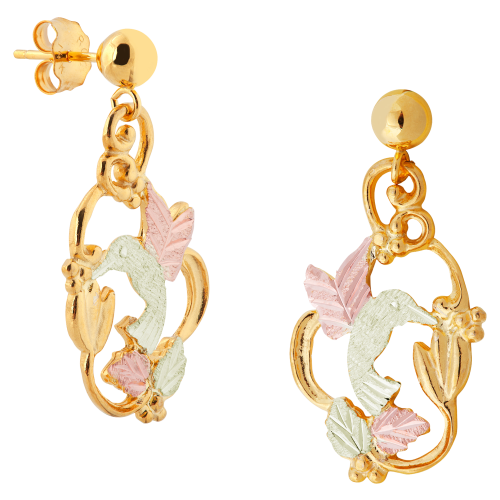Landstroms Black Hills Gold Hummingbird Dangle Earrings
