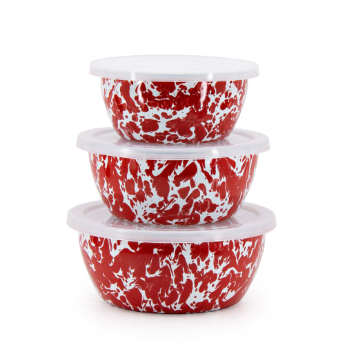 Golden Rabbit Red Swirl Nesting Bowls