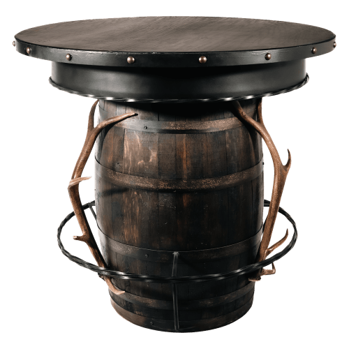 Antlerworx Elk Whiskey Barrel Pub Table