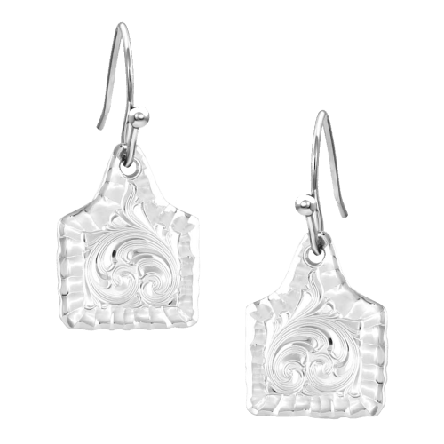 Montana Silversmiths Chiseled Cow Tag Earrings