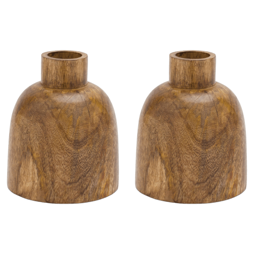 Melrose International Mango-Wood Bottle Vases Set of 2