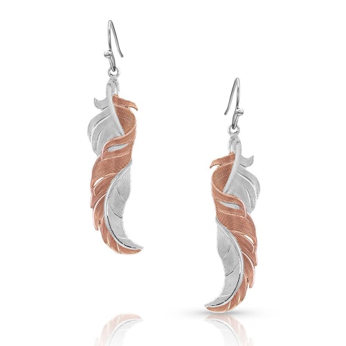 Montana Silversmiths Twisted Rose Feather Earrings
