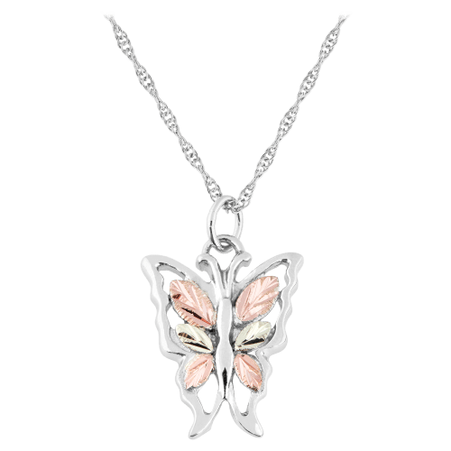 Black Hills Gold Butterfly Gold with Sterling Silver Necklace
