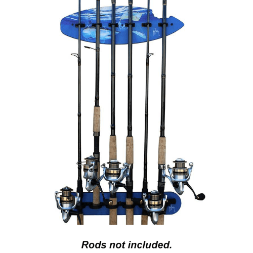 Guy Harvey Shark BiteFishing Wall Storage Rack 6-Rod Holder