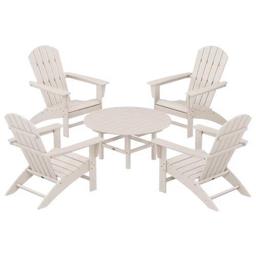 POLYWOOD Nautical 5-Piece Adirondack Chair Conversation Set