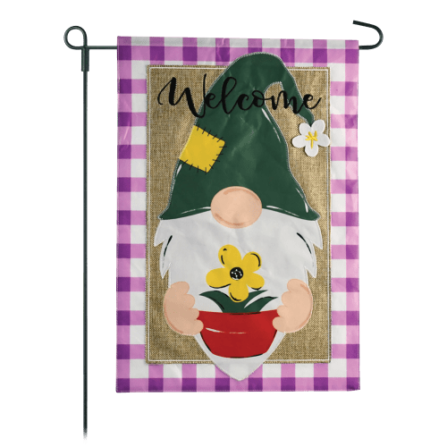 JEC Home Goods Welcome Gnome 2-Sided Burlap Garden Flag