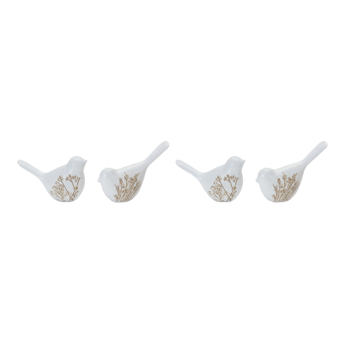 Melrose International Floral-Etched Bird Figurines Set of 4