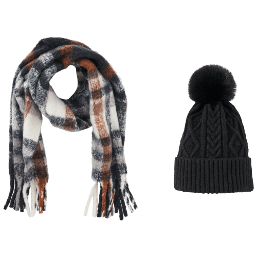 Natural Reflections Pom Beanie Scarf Set for Ladies