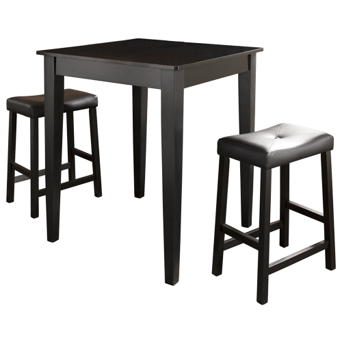 Crosley Pub 3-Piece Dining Set with Upholstered Saddle Stools