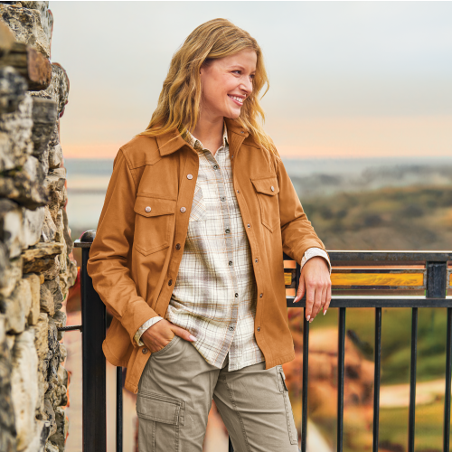 Natural Reflections Suede Western Shirt Jacket for Ladies