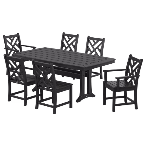 POLYWOOD Chippendale 7-Piece Dining Set with Trestle Legs