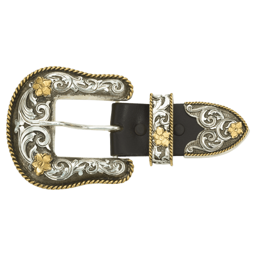 Montana Silversmiths Antiqued 2-Tone Filigree 3-Piece Buckle Set