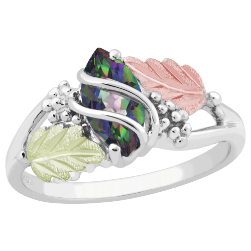 Landstrom's Black Hills Gold and Silver Leaf Ring for Ladies
