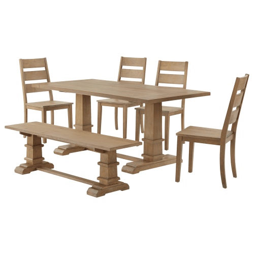 Crosley Joanna 6-Piece Dining Set with Bench and 4 Ladder Back Chairs