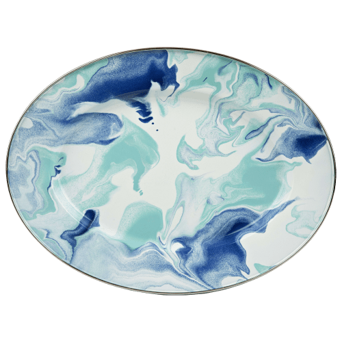Golden Rabbit Lagoon Enamelware Oval Platter