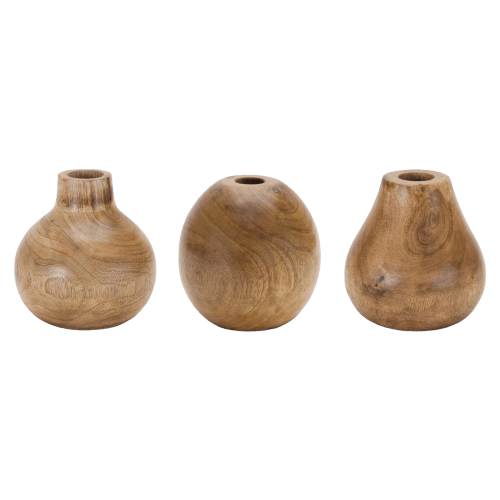 Melrose International Natural Wood Bud Vases Set of 3