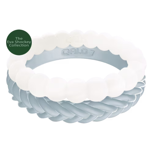 QALO Vintage Denim Stackable Silicone Ring Set for Ladies