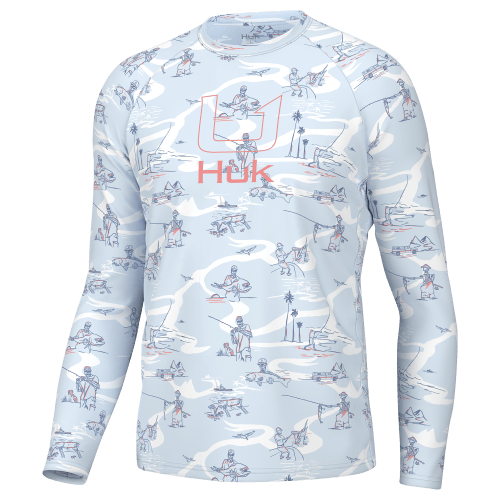 Huk Pursuit Fish Bones Long-Sleeve Crew for Men