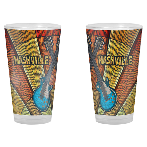 Lantern Press Nashville Mosaic Guitar Pint Glass