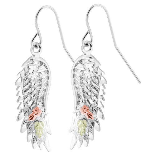 Landstrom's Sterling Silver Black Hills Gold Angel Wing Earrings