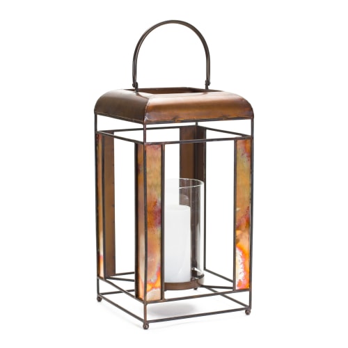 Melrose International Glass-Paned Metal Lantern