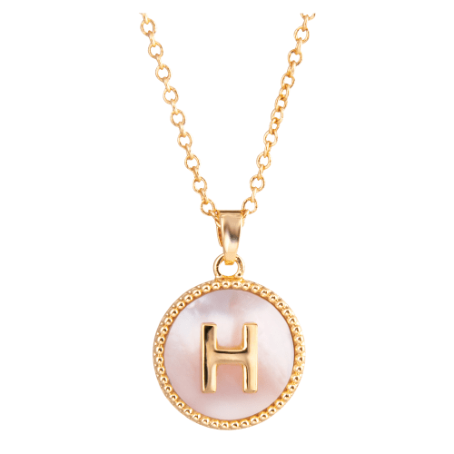 Amanda Blu Mother of Pearl H Initial Necklace