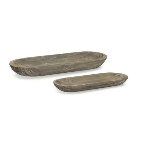 Melrose International Carved Wooden Dough Bowl Trays