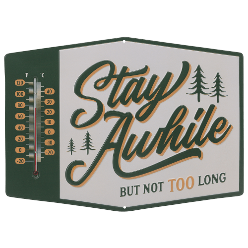 Open Road Brands Stay Awhile Metal Wall Thermometer