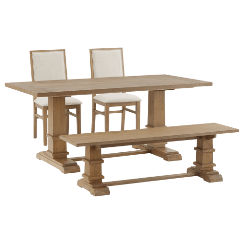 Crosley Joanna 4-Piece Dining Set with Bench and 2 Upholstered Back Chairs