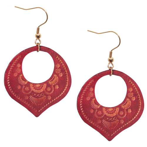Amanda Blu Red Stamped Leather Earrings