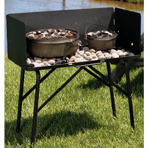 Lodge Camp Dutch Oven Cooking Table with Tall Windscreen