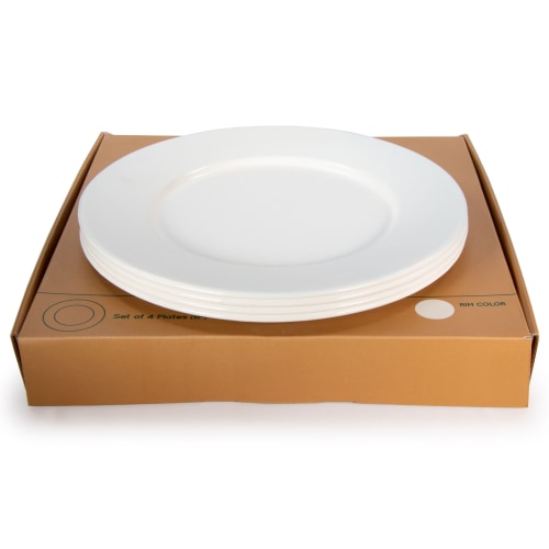 Golden Rabbit Enamelware Rolled Cream 4-Piece Plate Set