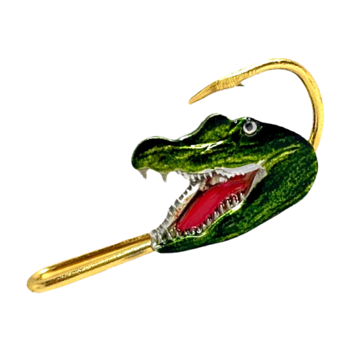Hookits Alligator Head Fishing Hook Hat Pin Clip