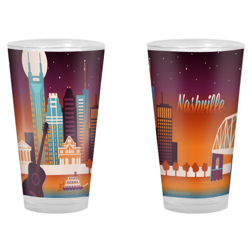 Lantern Press Nashville Retro Skyline Pint Glass