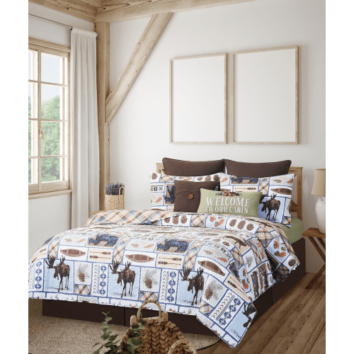 C&F Home Oakley Lodge Moose and Bear Print Reversible Quilt Set