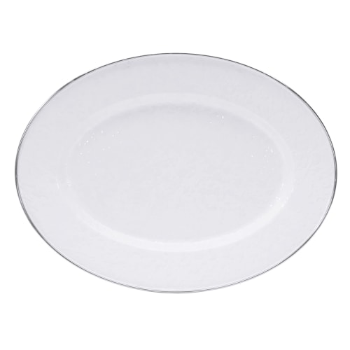 Golden Rabbit White Enamelware Collection Oval Platter
