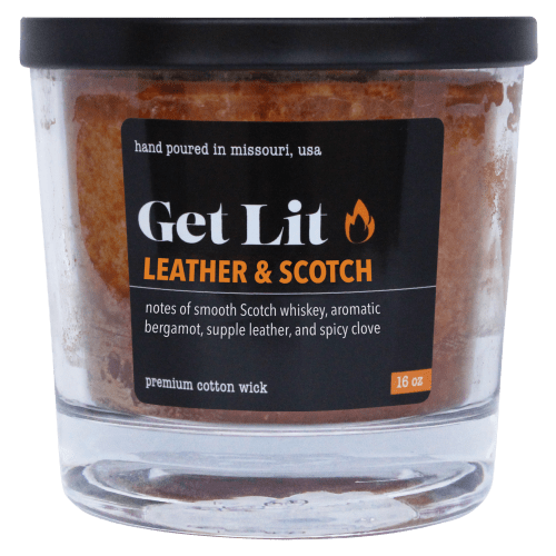 McCall's Candles Get Lit Leather and Scotch Candle