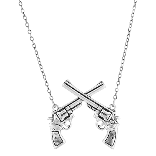 Montana Silversmiths Crossed Pistols Pendant Necklace