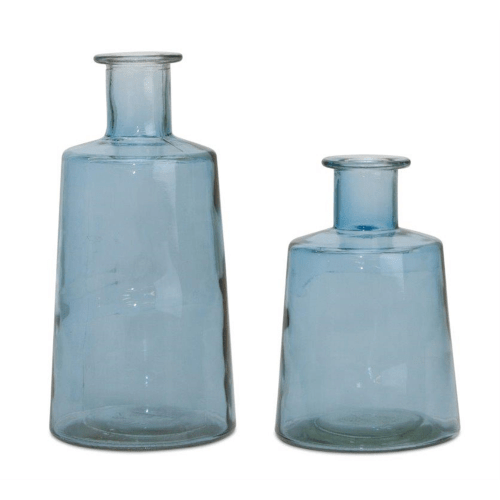 Melrose International Glass Tapered Bottle Vase Set of 2