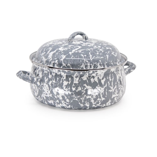 Golden Rabbit Grey Swirl Enamelware Dutch Oven
