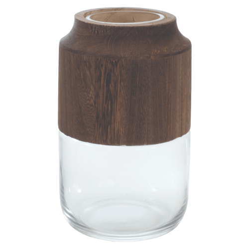 Melrose International Glass Vase with Wood Accent